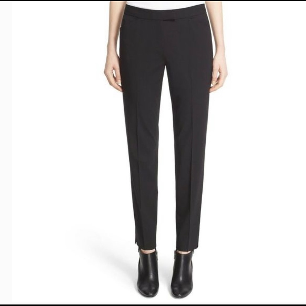 Lafayette 148 New York Irving Pants Stretch Wool‎ Blend Slim Tapered Mid Rise
